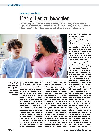 Vorschauseite 1: Behandlung Minderjähriger: Das gilt es zu beachten