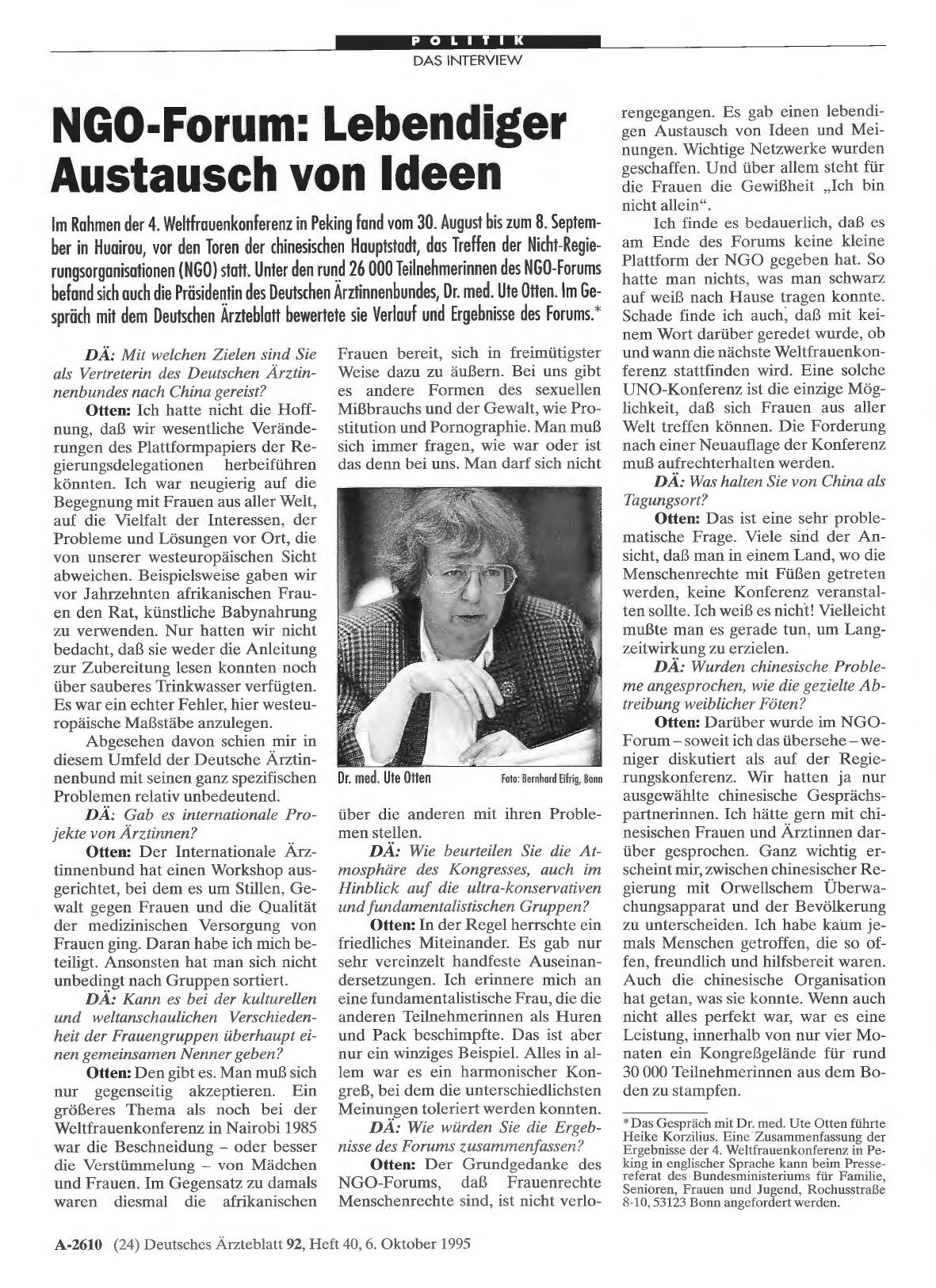 Vorschauseite 1: NGO-Forum: Lebendiger Austausch von Ideen