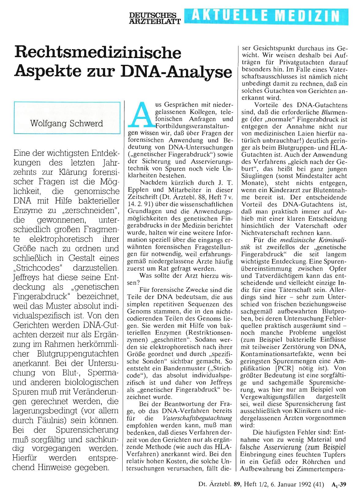 Vorschauseite 1: Rechtsmedizinische Aspekte zur DNA-Analyse