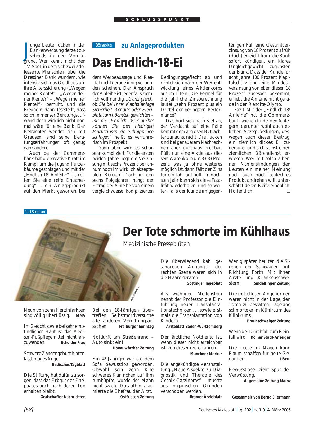 Vorschauseite 1: zu Anlageprodukten: Das Endlich-18-Ei