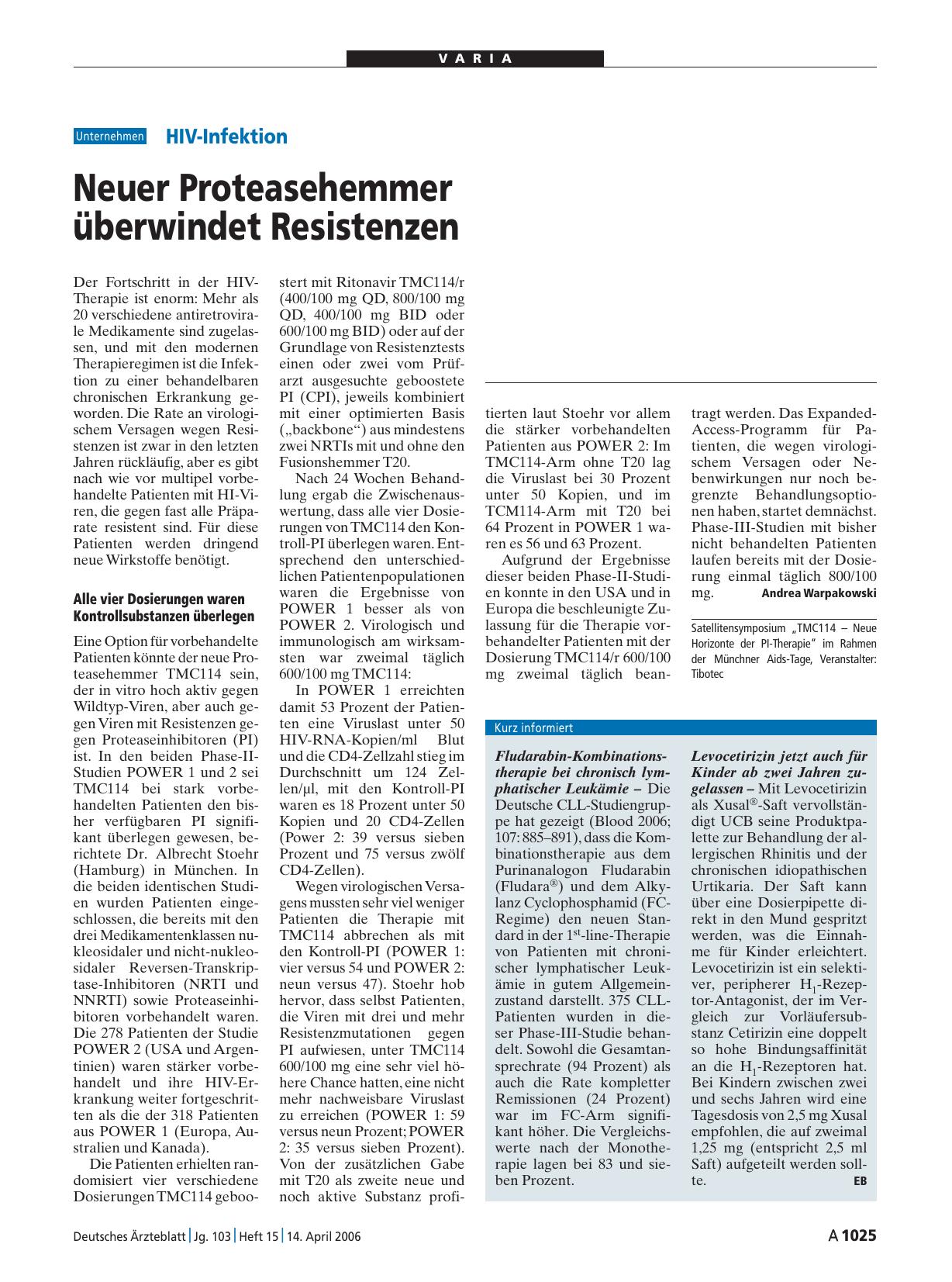 Vorschauseite 1: Levocetirizin jetzt auch für Kinder ab zwei Jahren zugelassen