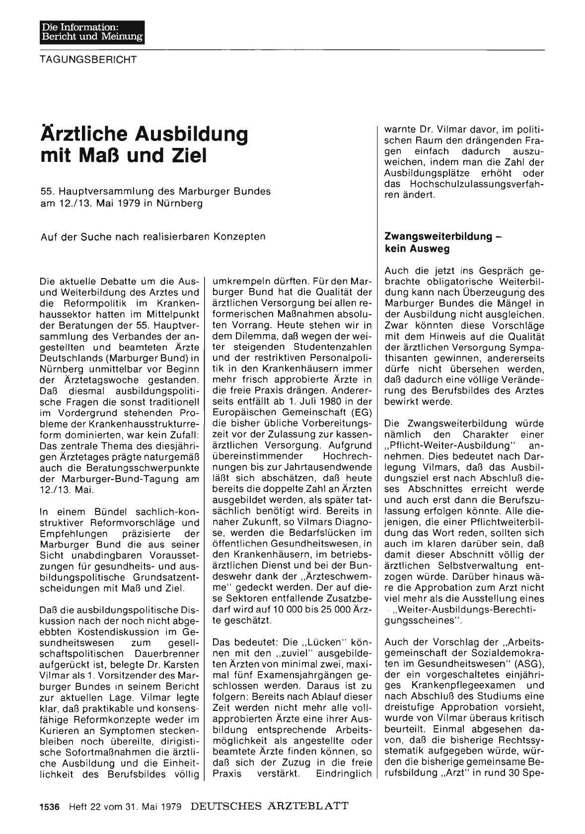 Vorschauseite 1: Ärztliche Ausbildung mit Maß und Ziel