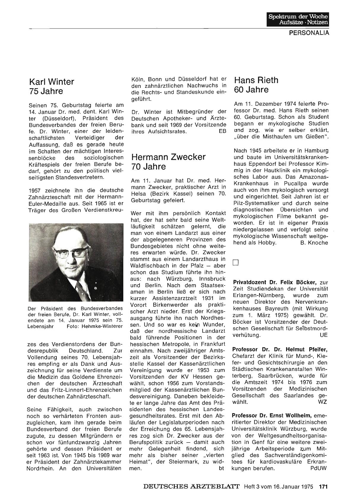 Vorschauseite 1: Professor Dr. Dr. Helmut Pfeifer