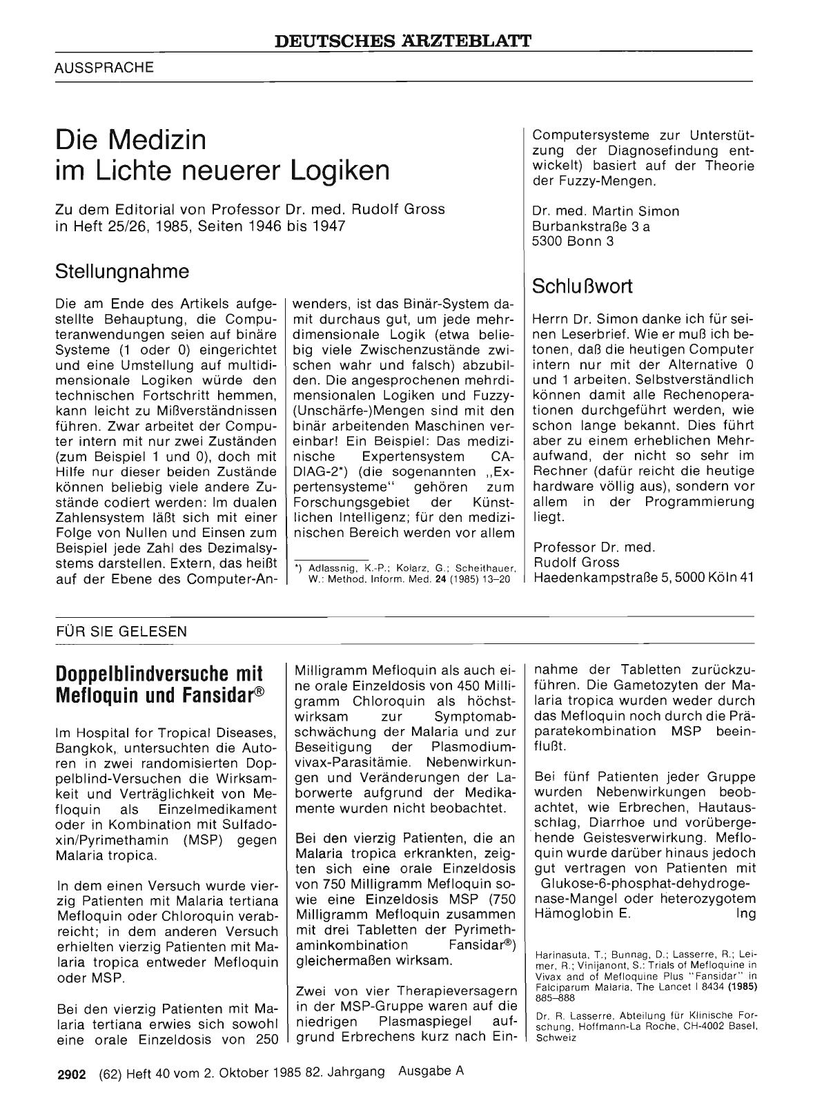 Vorschauseite 1: Die Medizin im Lichte neuerer Logiken: Stellungnahme