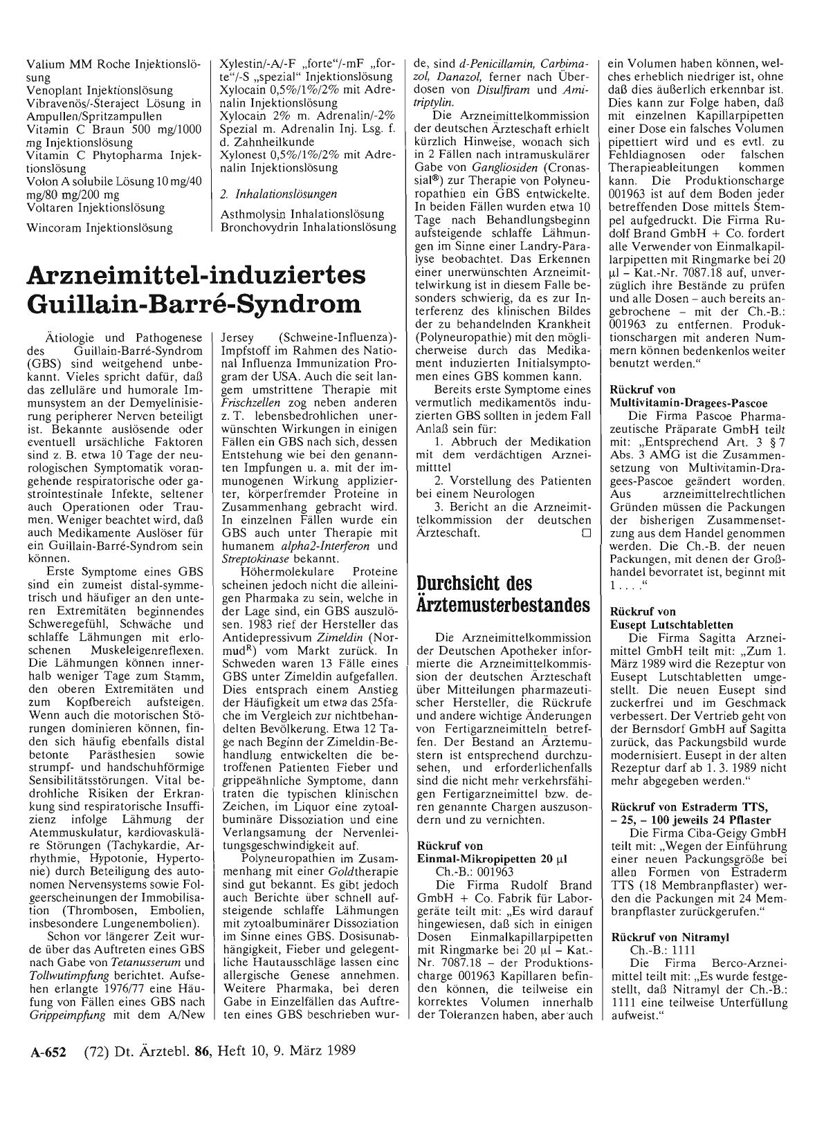 Vorschauseite 1: Durchsicht des Ärztemusterbestandes