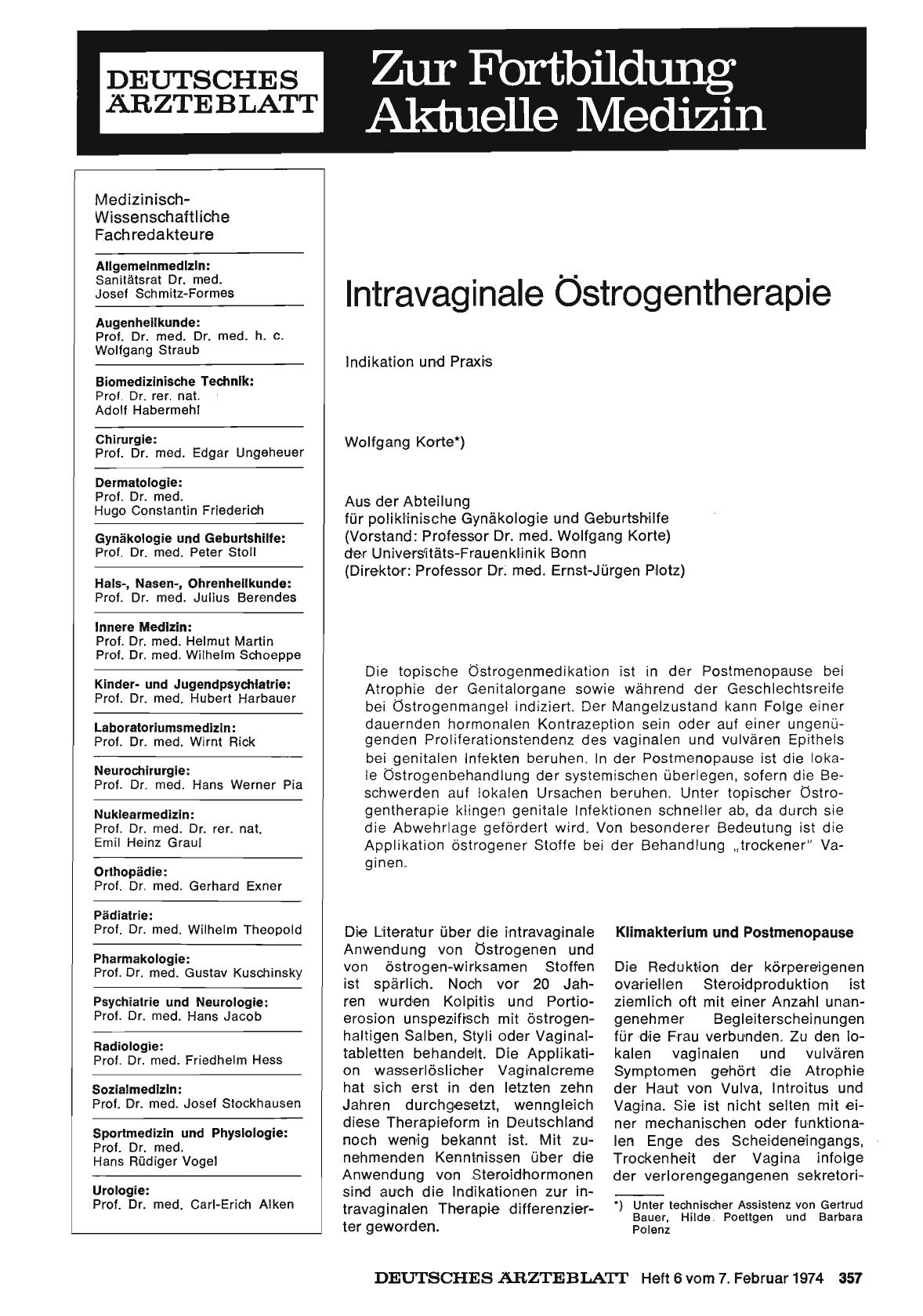 Vorschauseite 1: Intravaginale Östrogentherapie