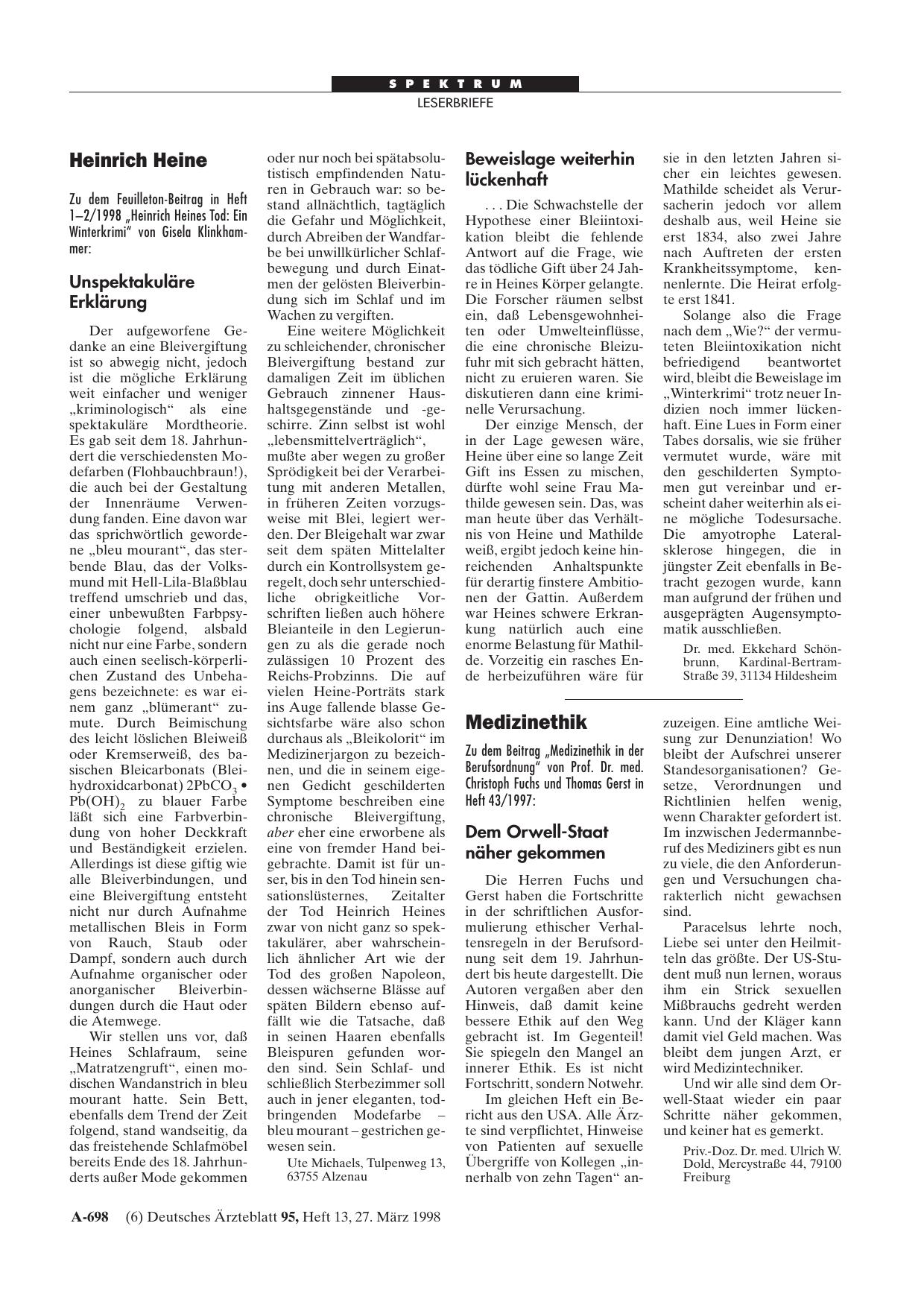 Vorschauseite 1: Heinrich Heine: Beweislage weiterhin lückenhaft
