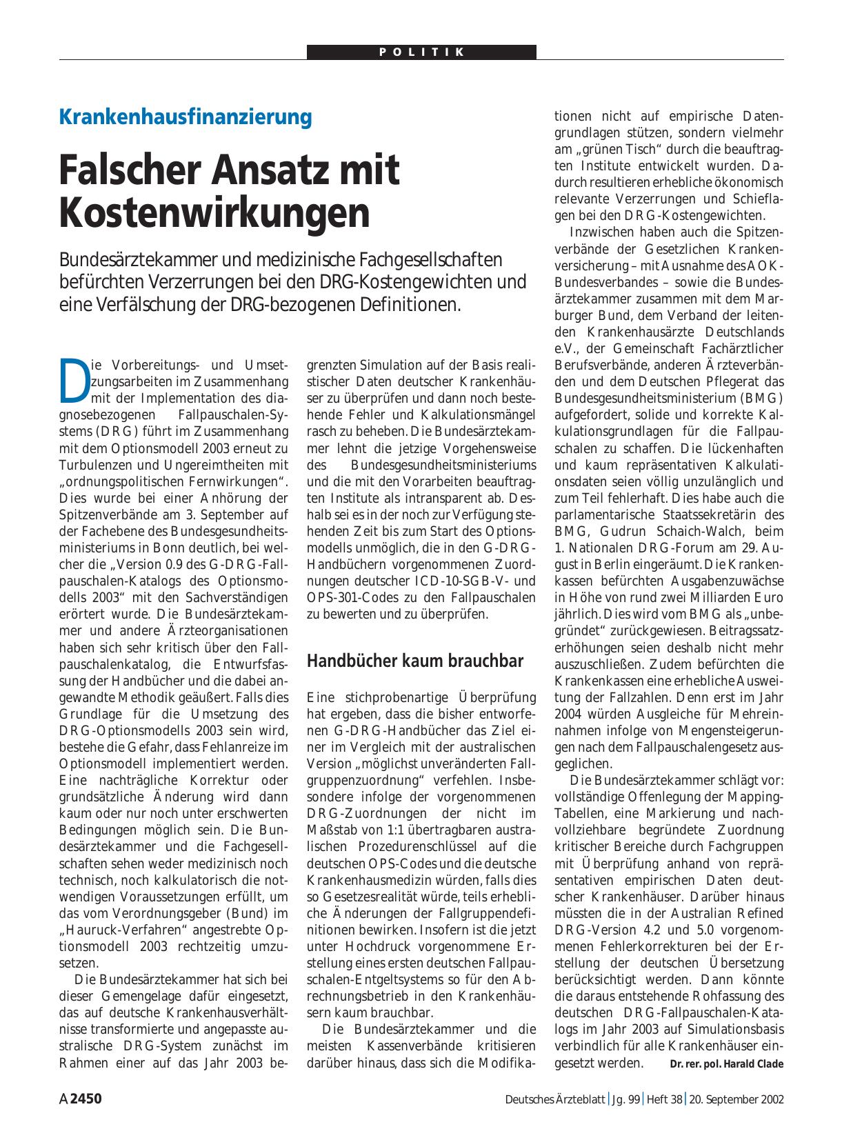 Vorschauseite 1: Krankenhausfinanzierung: Falscher Ansatz mit Kostenwirkungen