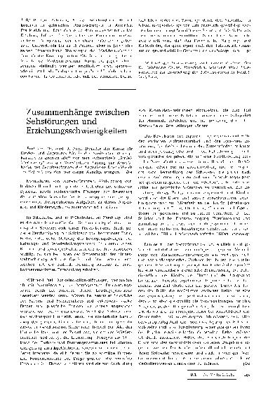 Vorschauseite 1: Zusammenhänge zwischen Sehstörungen und Erziehungsschwierigkeiten