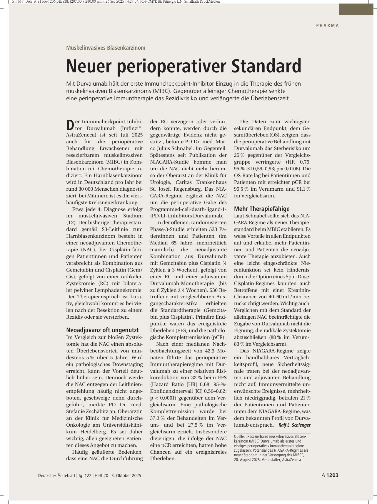 Vorschauseite 1: Muskelinvasives Blasenkarzinom: Neuer perioperativer Standard