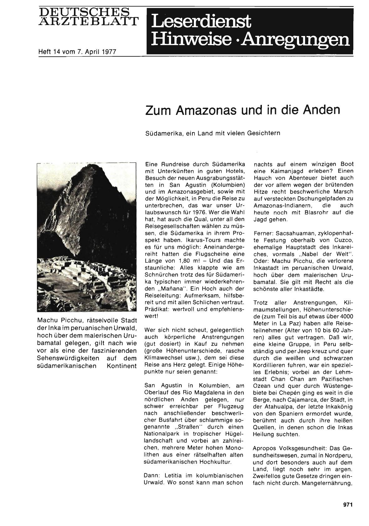 Vorschauseite 1: Zum Amazonas und in die Anden: Südamerika, ein Land mit vielen Gesichtern