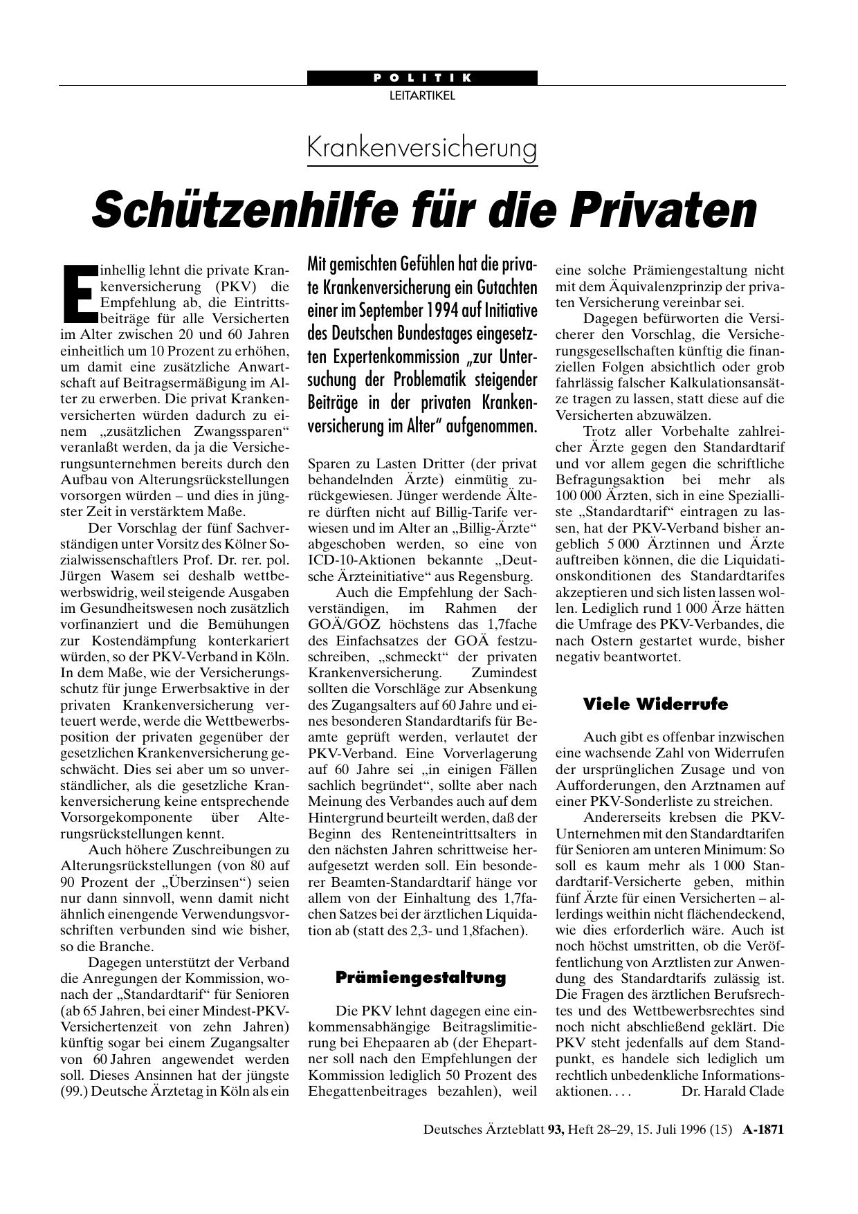 Vorschauseite 1: Krankenversicherung: Schützenhilfe für die Privaten