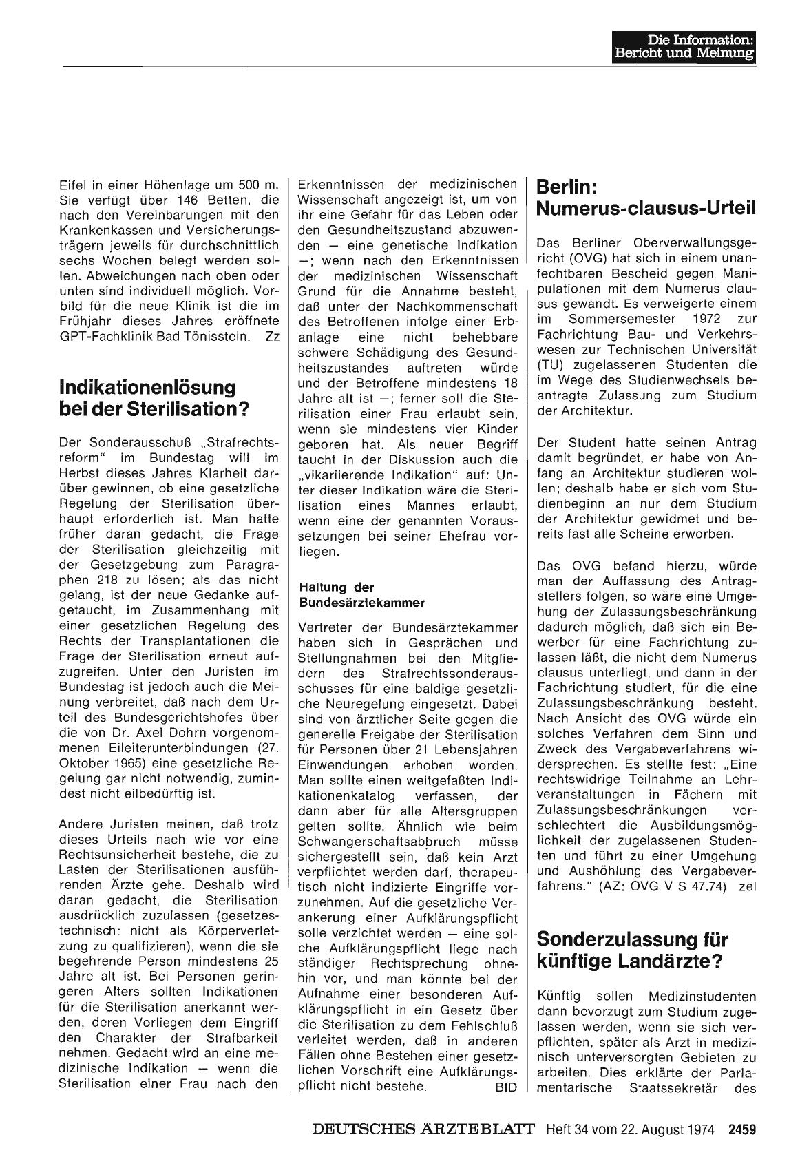 Vorschauseite 1: Sonderzulassung für künftige Landärzte?