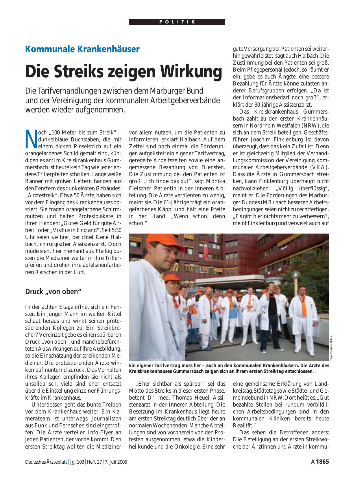 Vorschauseite 1: Kommunale Krankenhäuser: Die Streiks zeigen Wirkung