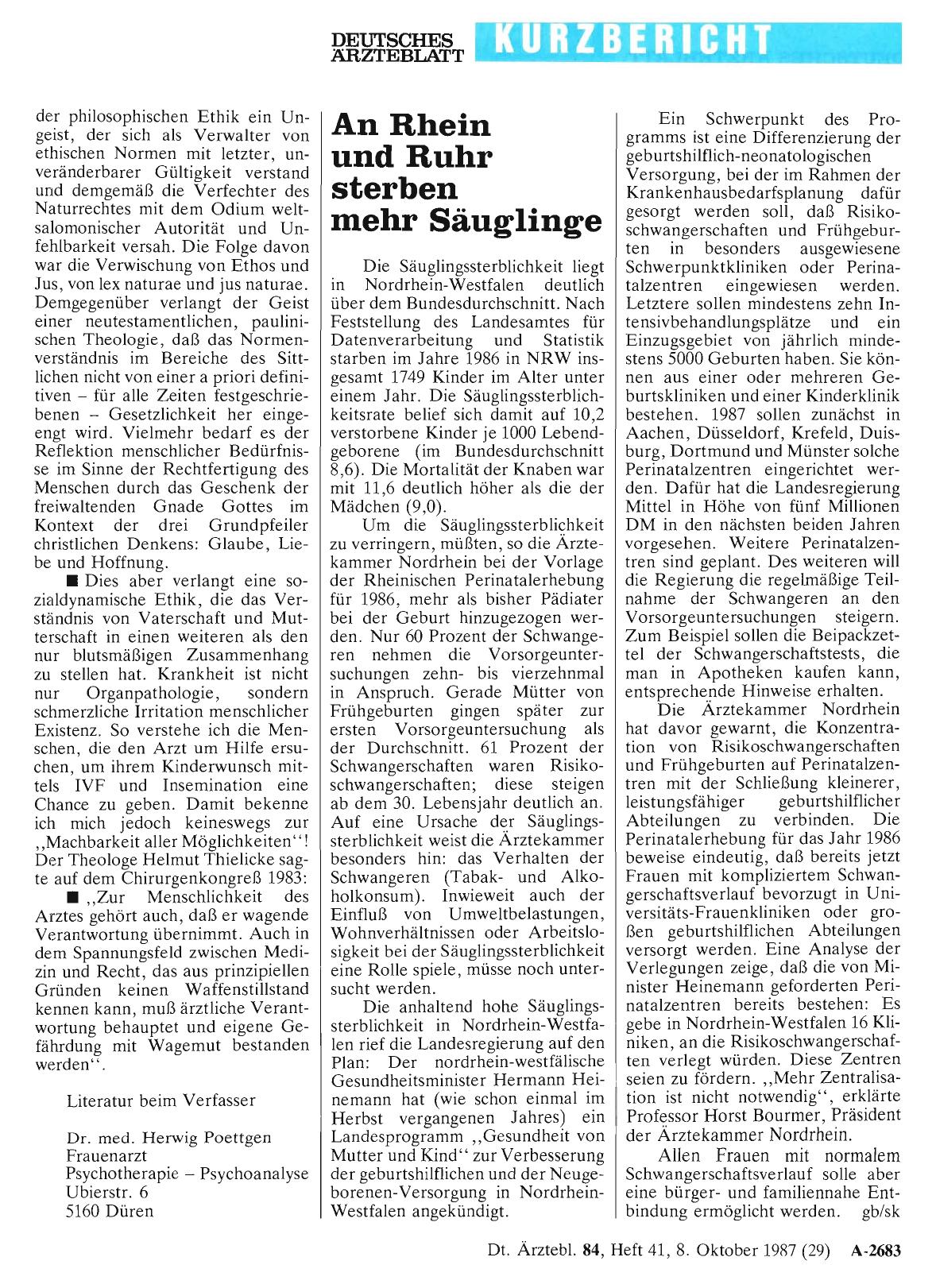 Vorschauseite 1: An Rhein und Ruhr sterben mehr Säuglinge