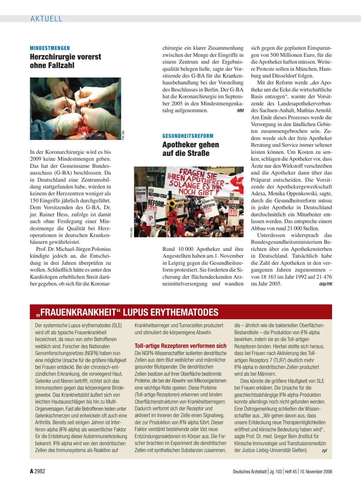 Vorschauseite 1: Gesundheitsreform: Apotheker gehen auf die Straße
