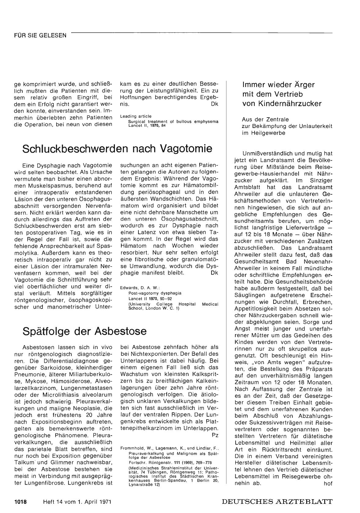 Vorschauseite 1: Schluckbeschwerden nach Vagotomie
