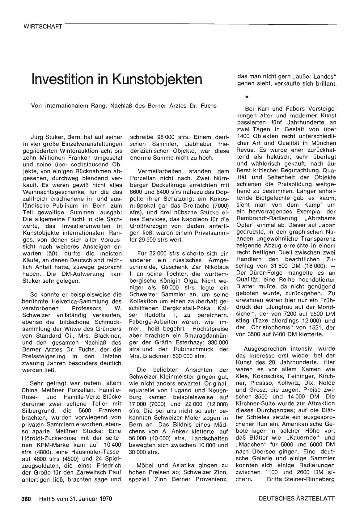 Vorschauseite 1: Investition in Kunstobjekten