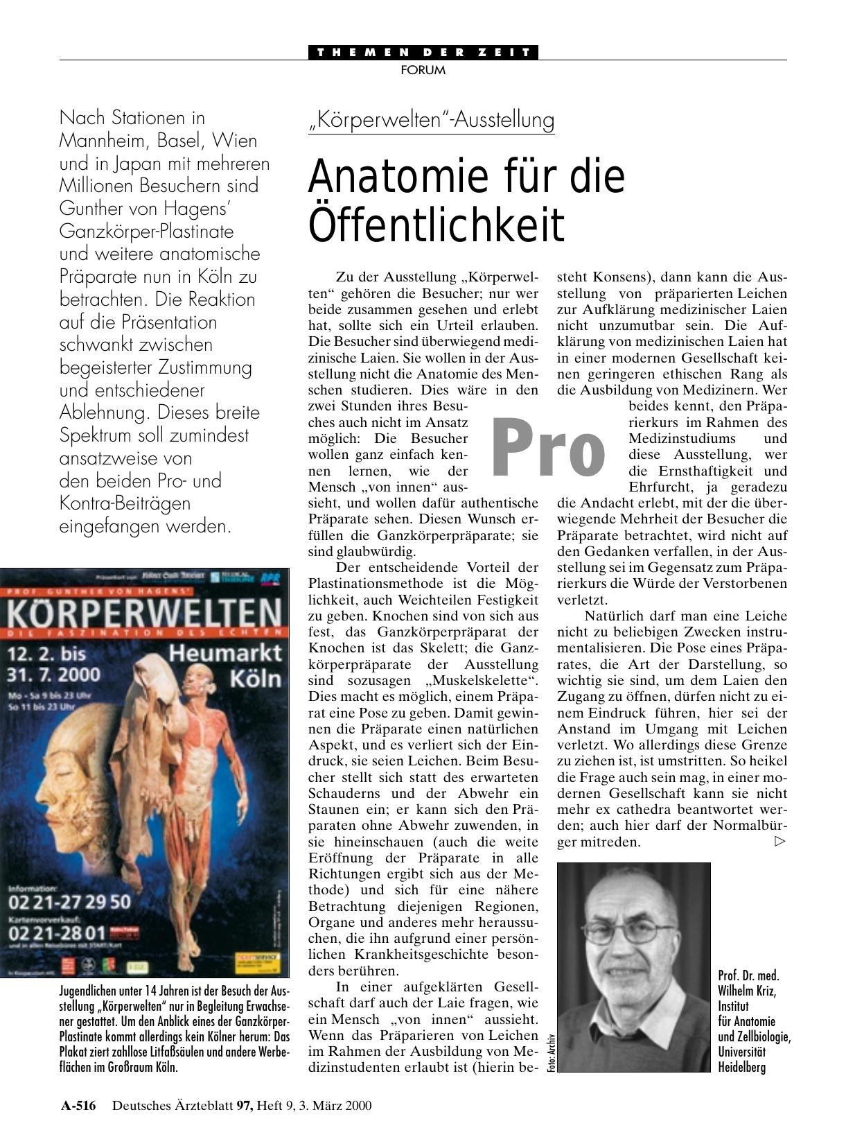 Vorschauseite 1: „Körperwelten„-Ausstellung: Anatomie für die Öffentlichkeit