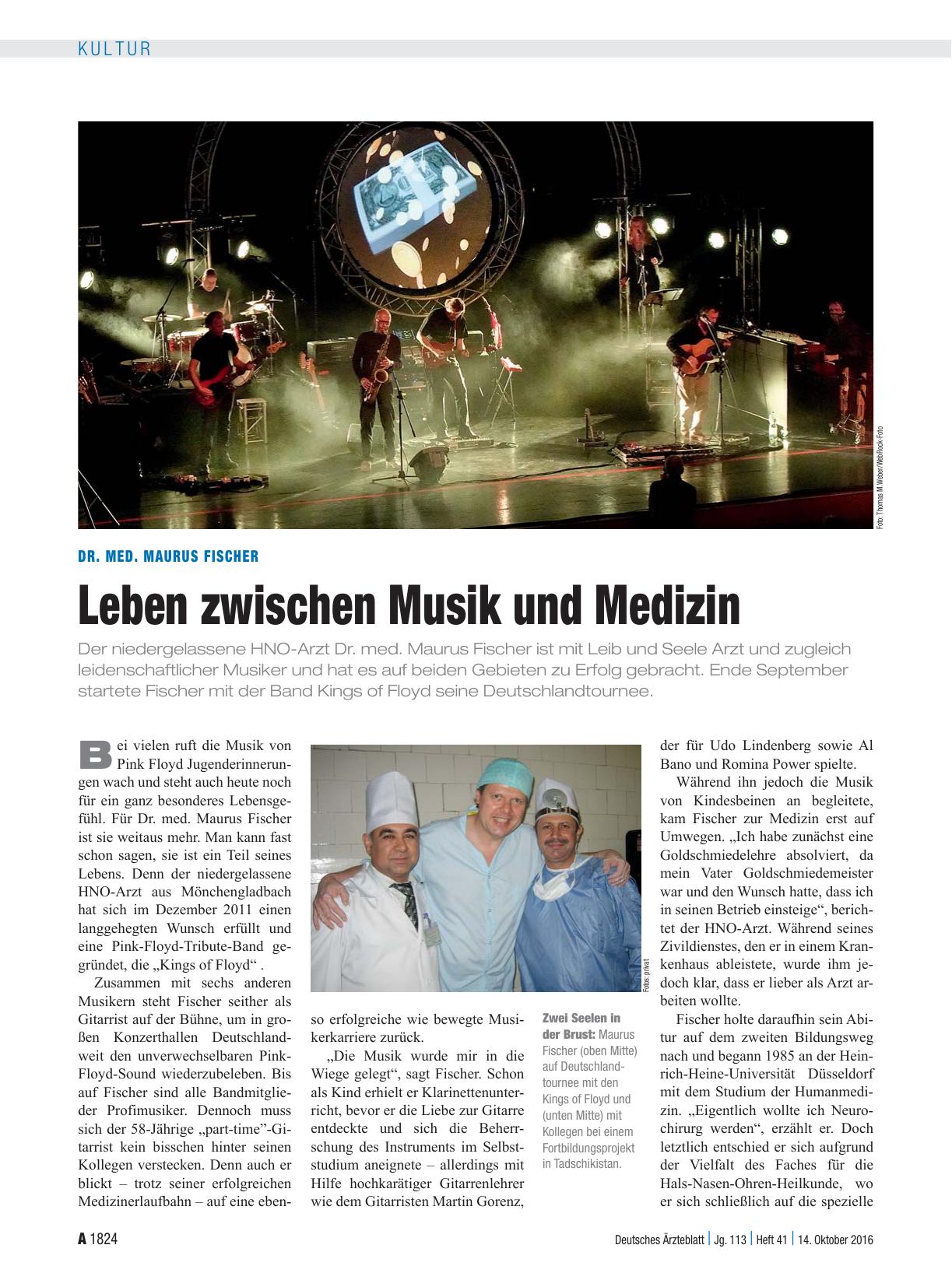 Vorschauseite 1: Dr. med. Maurus Fischer: Leben zwischen Musik und Medizin