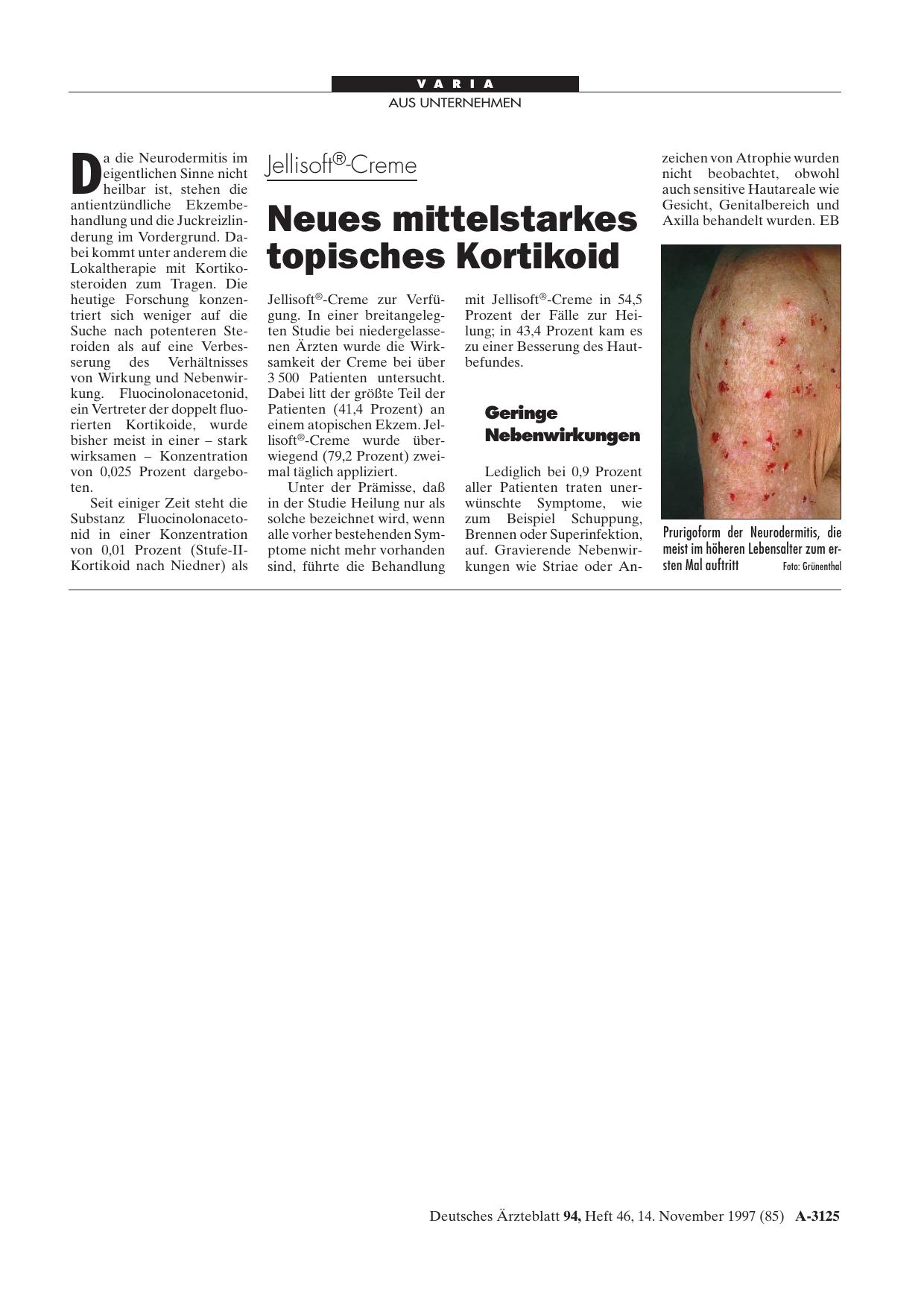 Vorschauseite 1: Jellisoft®-Creme: Neues mittelstarkes topisches Kortikoid