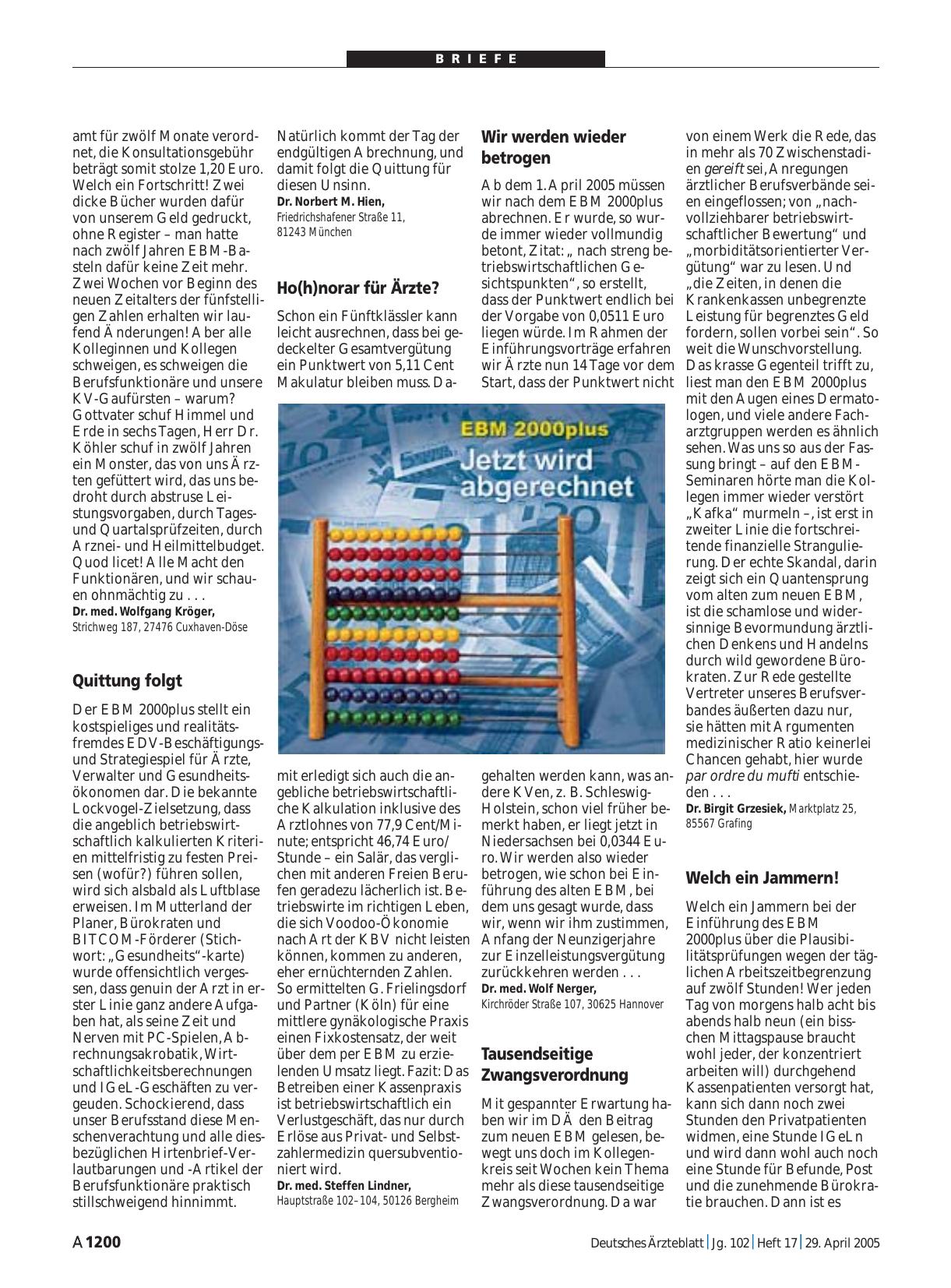 Vorschauseite 1: EBM 2000plus: Wir werden wieder betrogen