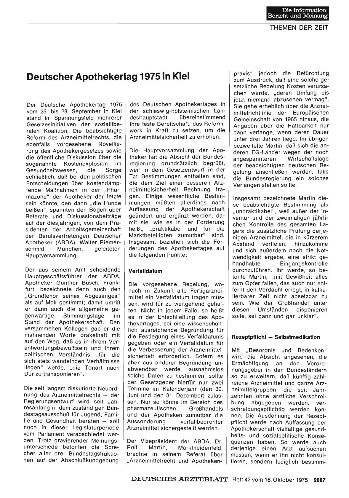Vorschauseite 1: Deutscher Apothekertag 1975 in Kiel