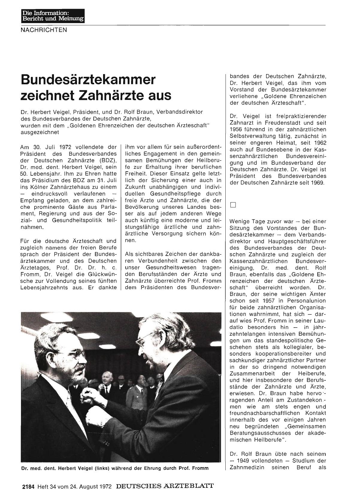 Vorschauseite 1: Bundesärztekammer zeichnet Zahnärzte aus