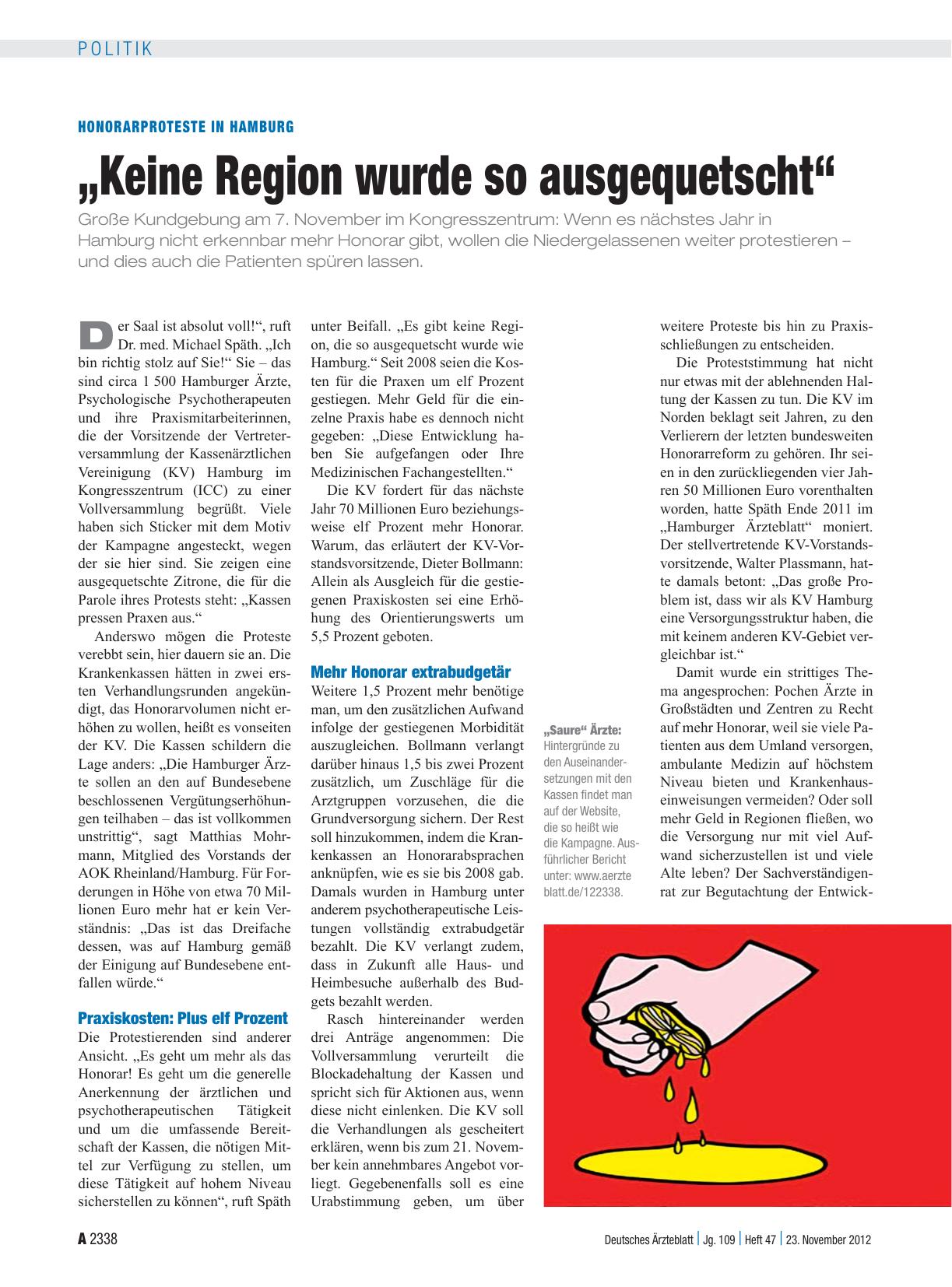 Vorschauseite 1: Honorarproteste in Hamburg: „Keine Region wurde so ausgequetscht“
