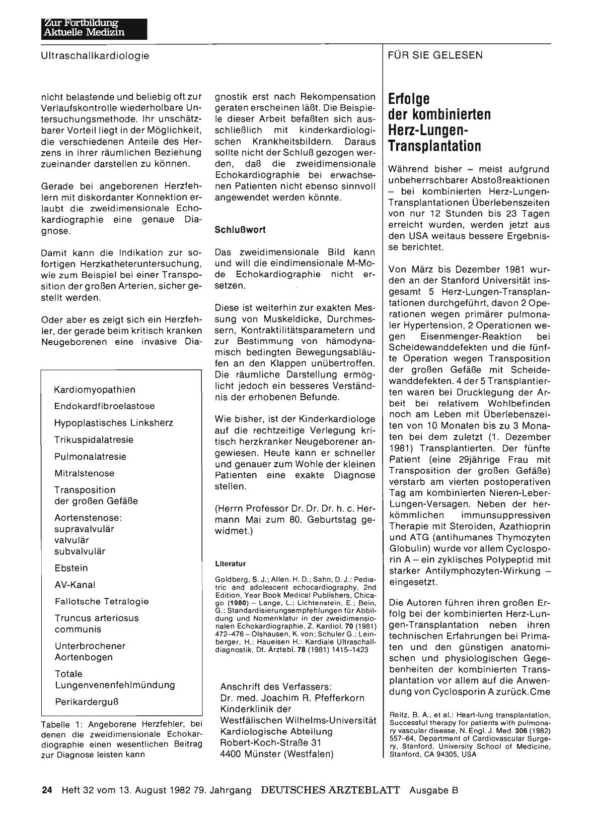 Vorschauseite 1: Erfolge der kombinierten Herz-Lungen-Transplantation