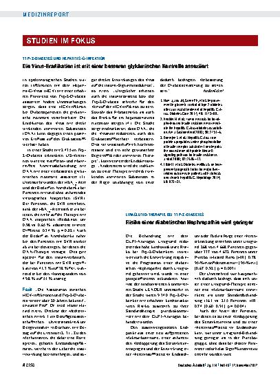 Vorschauseite 1: Liraglutid-Therapie bei Typ-2-Diabetes: Risiko einer diabetischen Nephropathie wird geringer