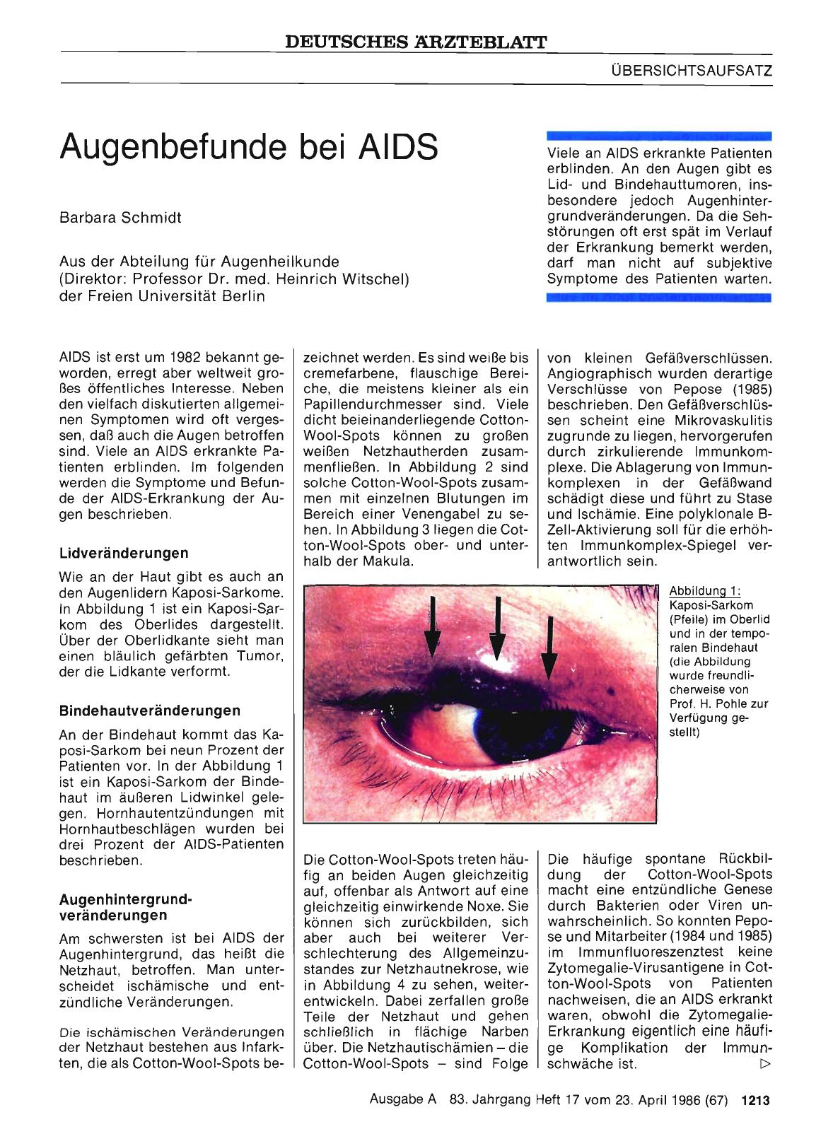 Vorschauseite 1: Augenbefunde bei AIDS