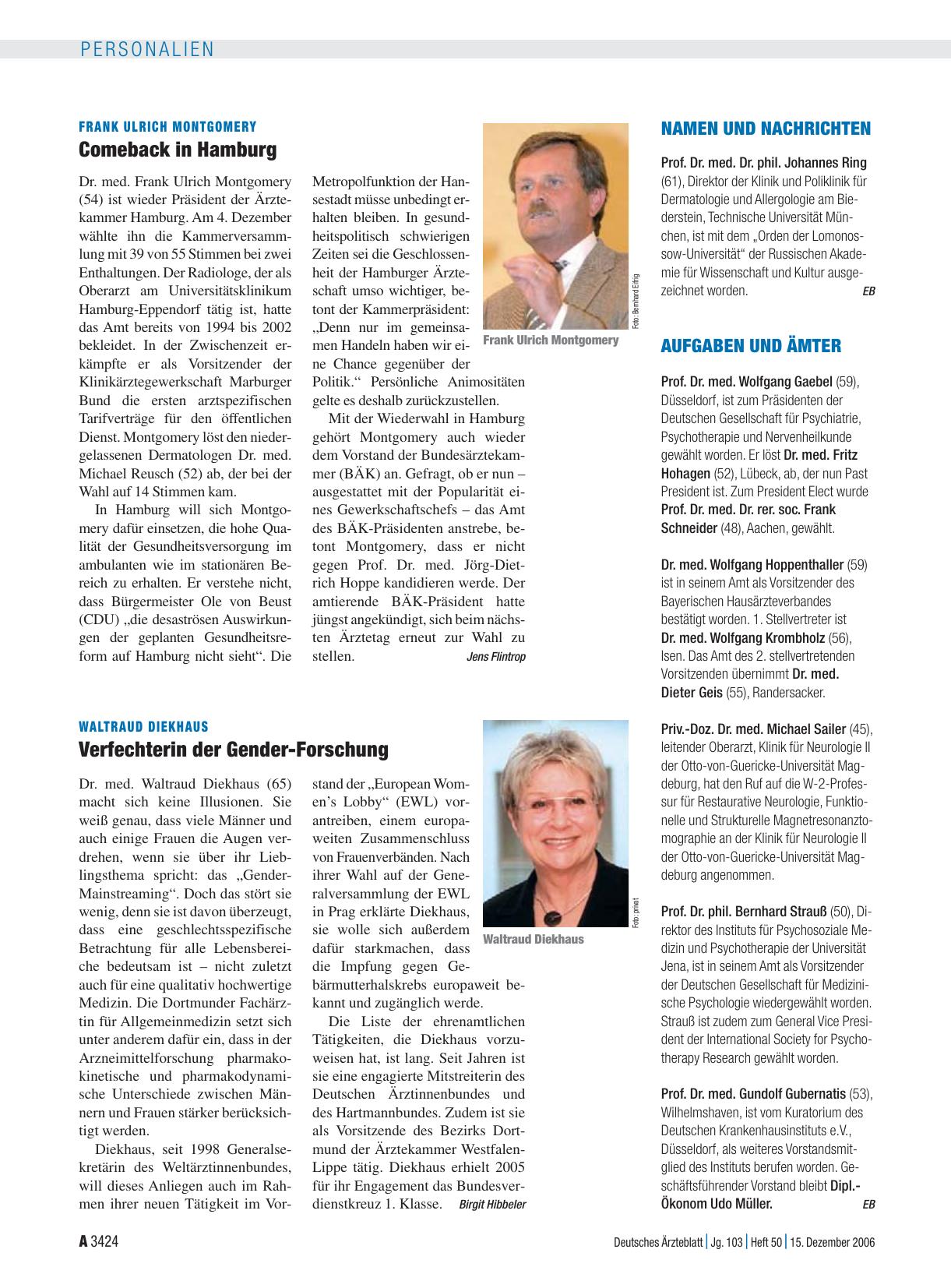 Vorschauseite 1: Frank Ulrich Montgomery: Comeback in Hamburg