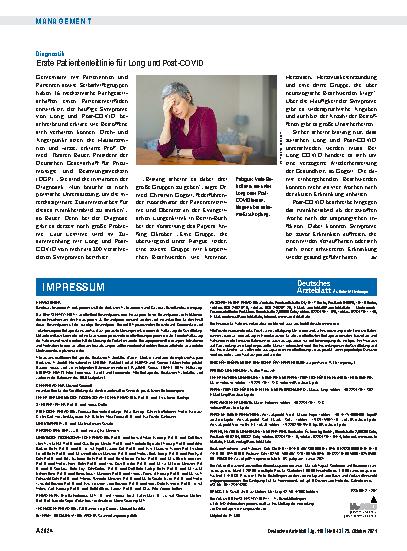 Vorschauseite 1: Diagnostik: Erste Patientenleitlinie für Long und Post-COVID