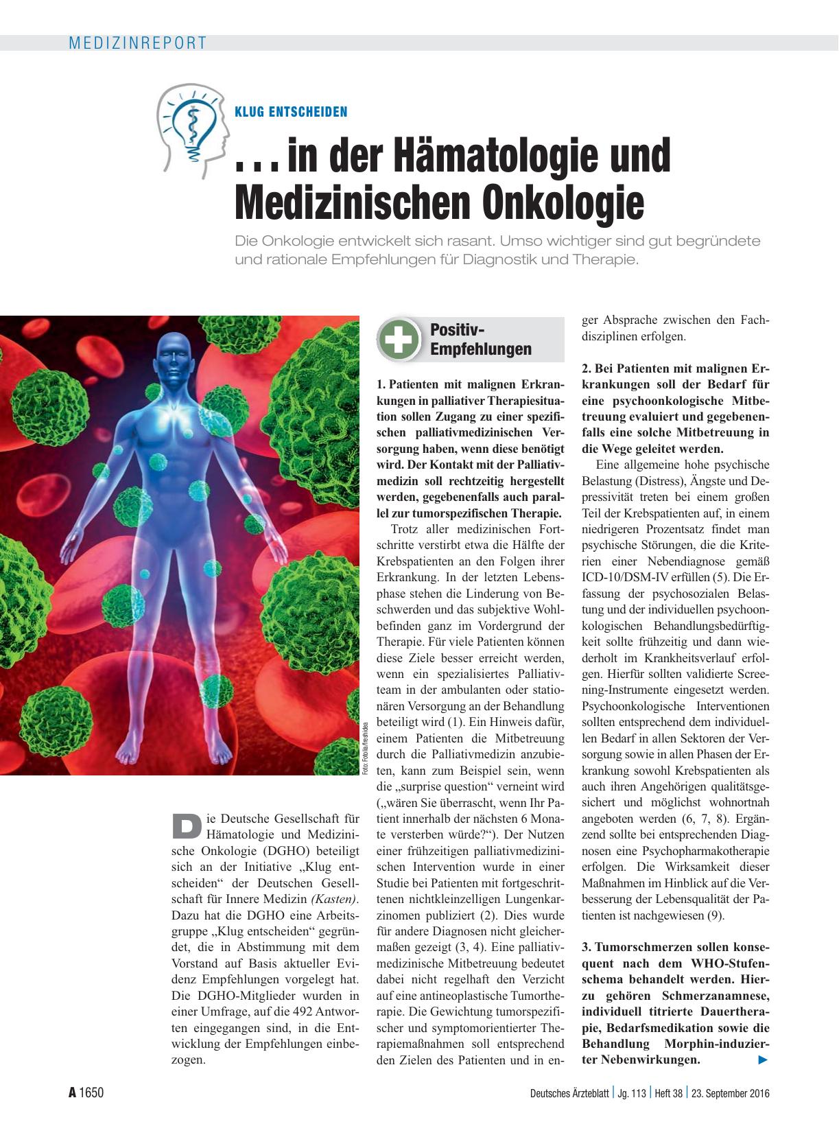 Vorschauseite 1: Klug entscheiden: . . . in der Hämatologie und Medizinischen Onkologie