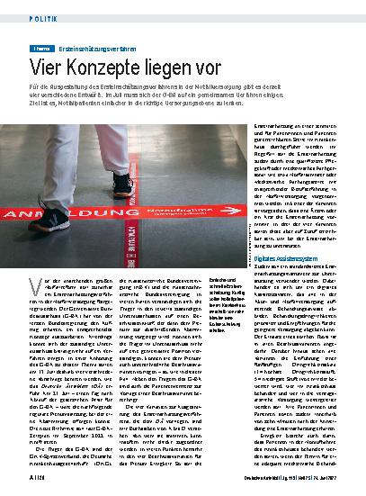 Vorschauseite 1: Ersteinschätzungsverfahren: Vier Konzepte liegen vor