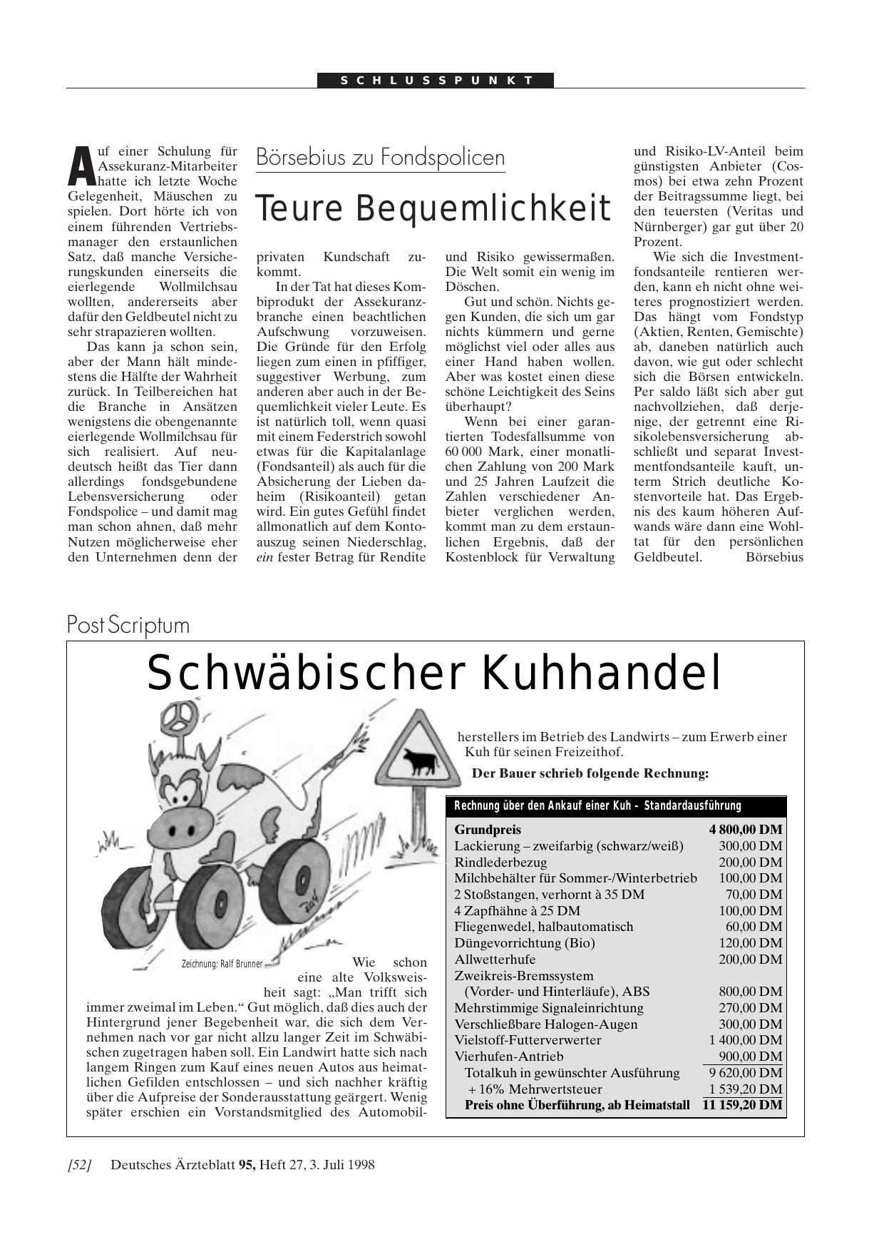 Vorschauseite 1: Börsebius zu Fondspolicen: Teure Bequemlichkeit