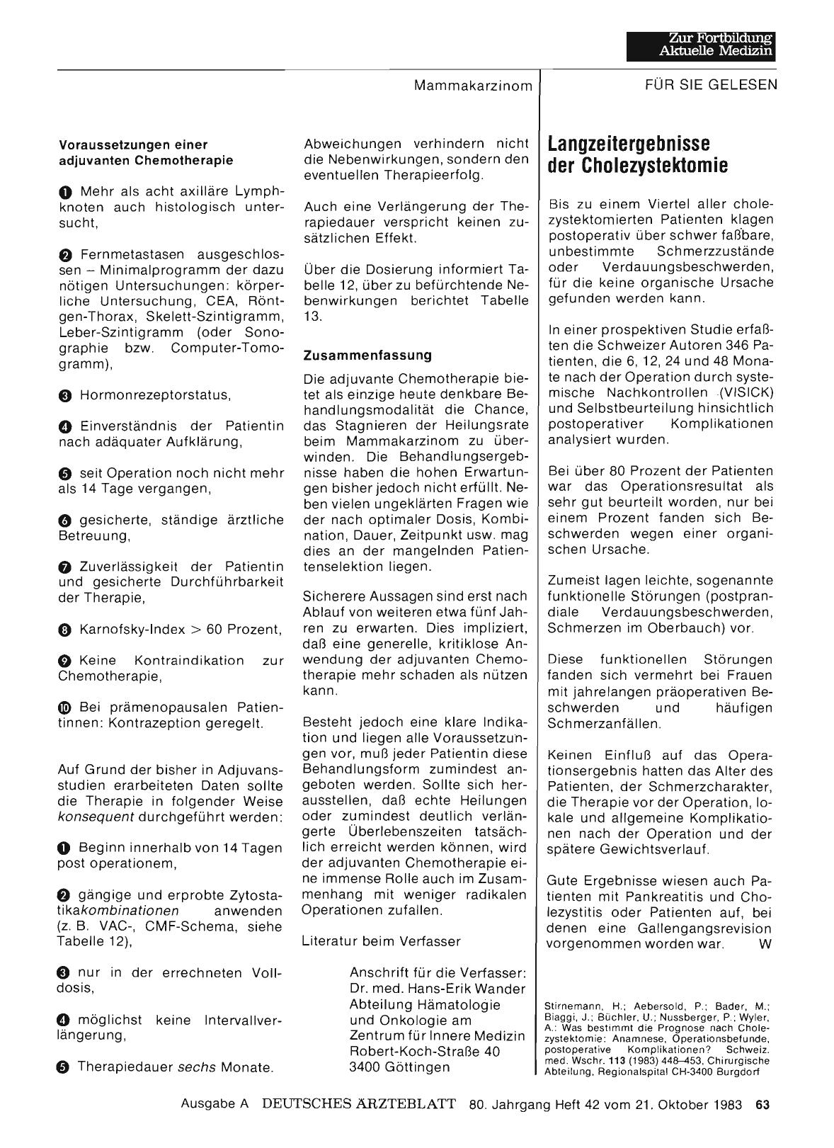 Vorschauseite 1: Langzeitergebnisse der Cholezystektomie