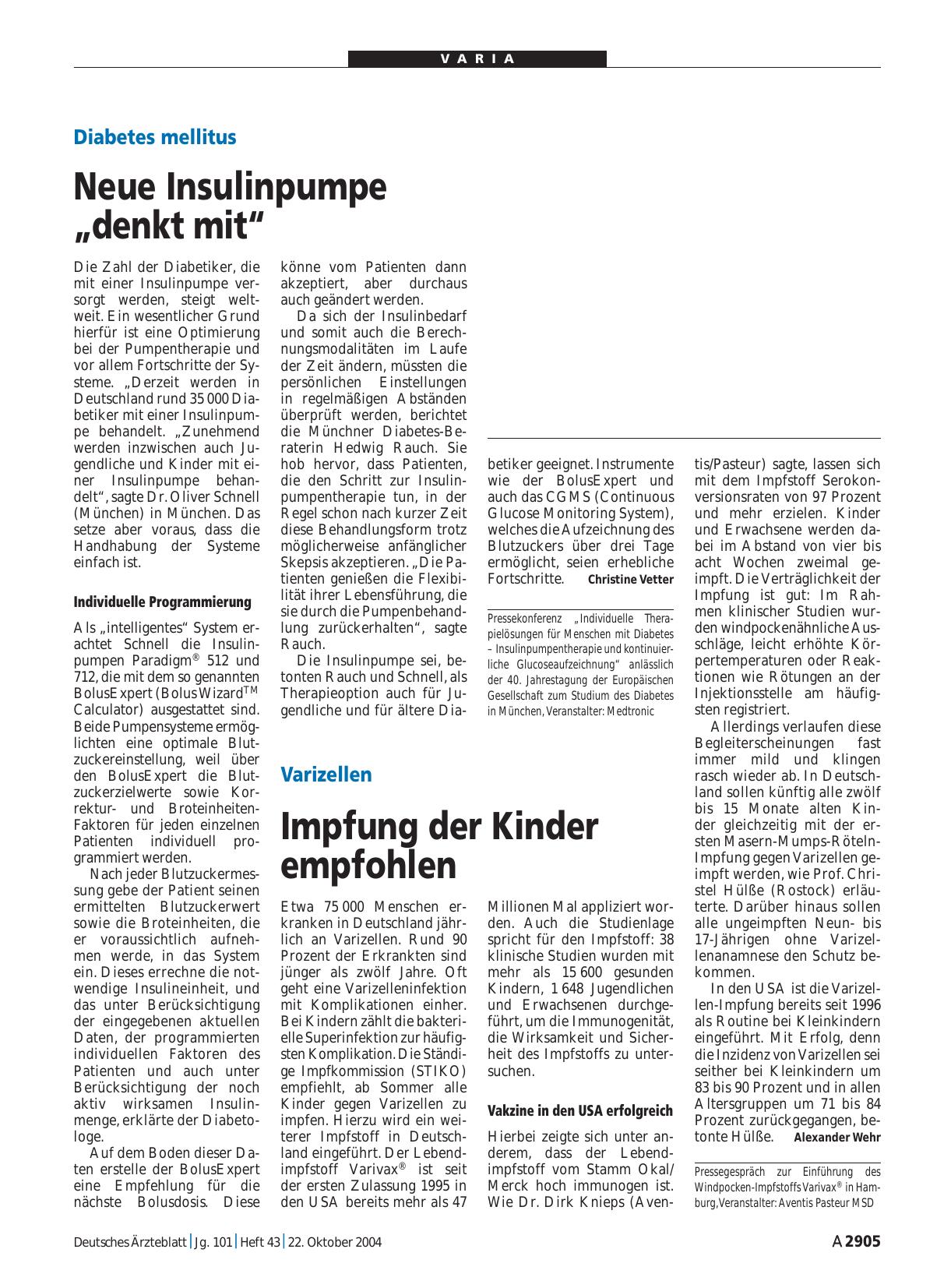 Vorschauseite 1: Varizellen: Impfung der Kinder empfohlen