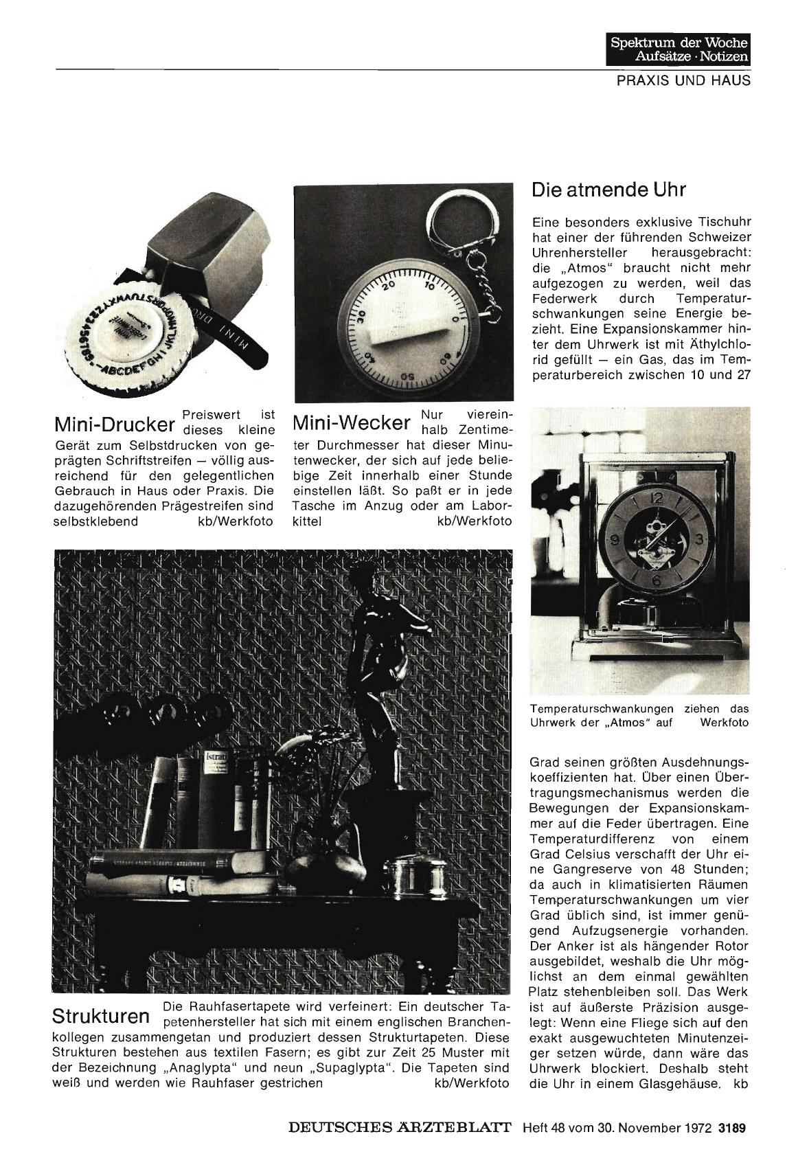 Vorschauseite 1: Mini-Drucker / Mini-Wecker / Die atmende Uhr / Strukturen