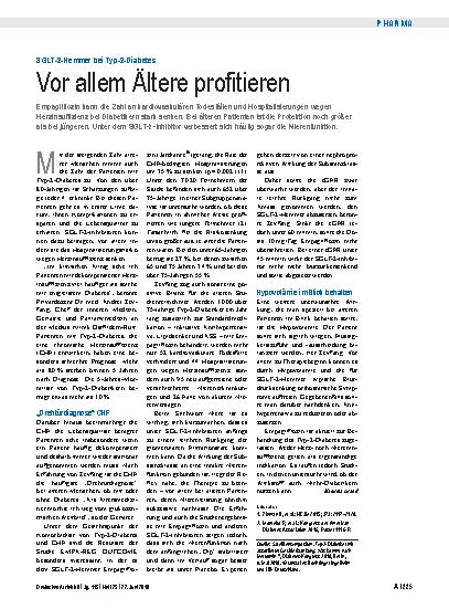 Vorschauseite 1: SGLT-2-Hemmer bei Typ-2-Diabetes: Vor allem Ältere profitieren