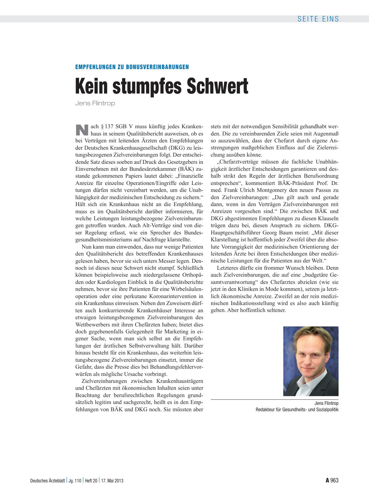Vorschauseite 1: Empfehlungen zu Bonusvereinbarungen: Kein stumpfes Schwert