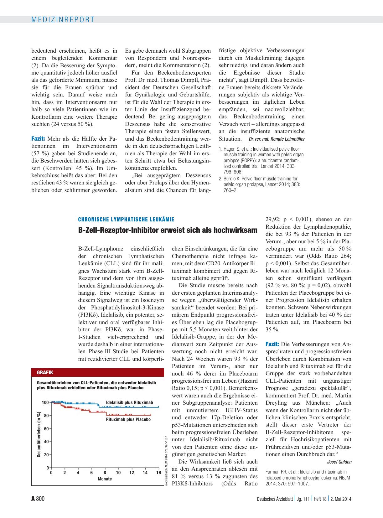 Vorschauseite 1: Chronische lymphatische Leukämie: B-Zell-Rezeptor-Inhibitor erweist sich als hochwirksam