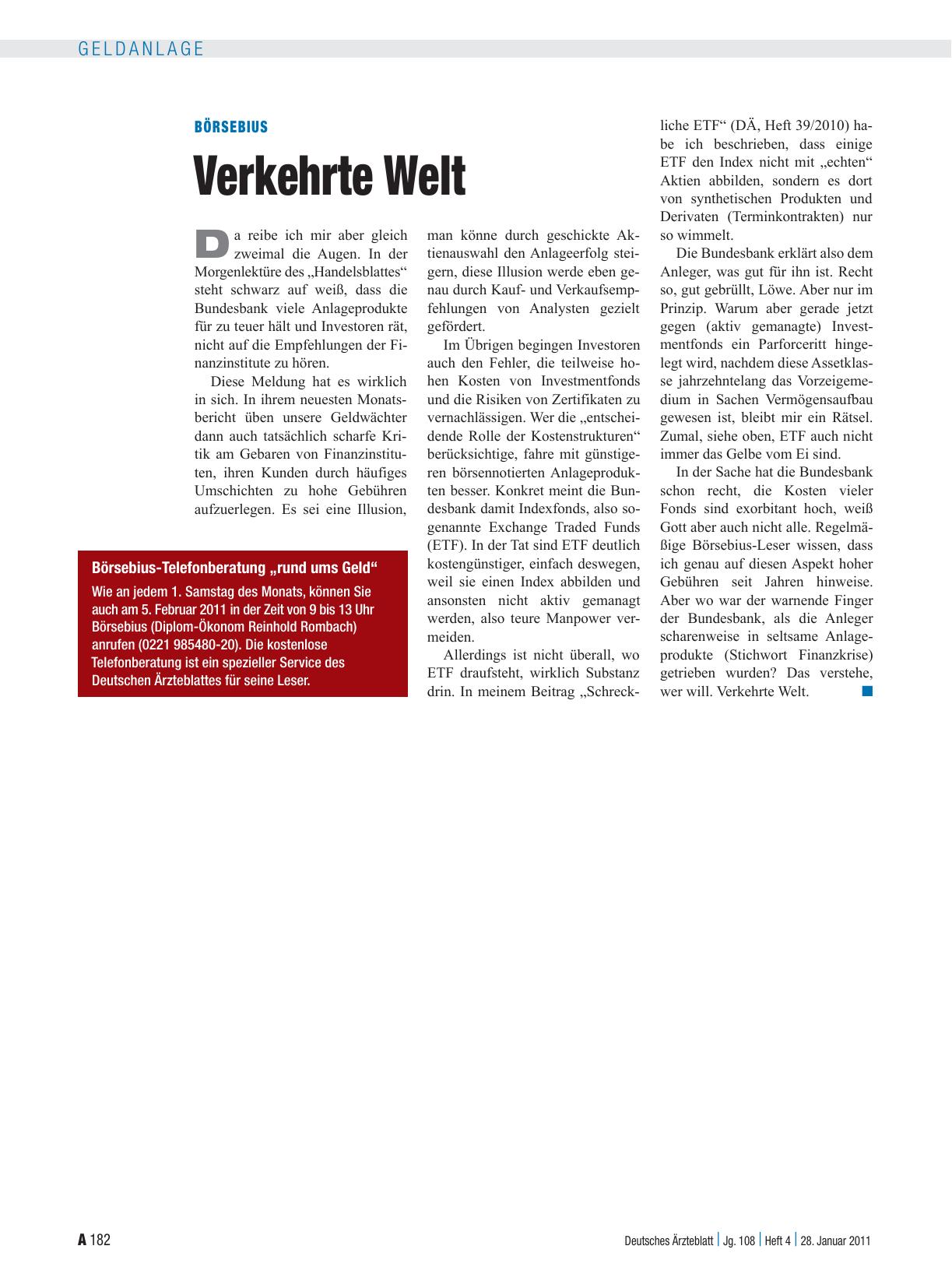 Vorschauseite 1: Börsebius: Verkehrte Welt
