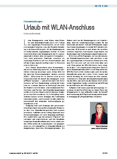 Vorschauseite 1: Parlamentssitzungen: Urlaub mit WLAN-Anschluss