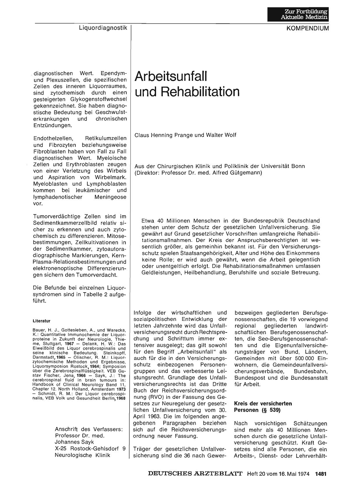 Vorschauseite 1: Arbeitsunfall und Rehabilitation