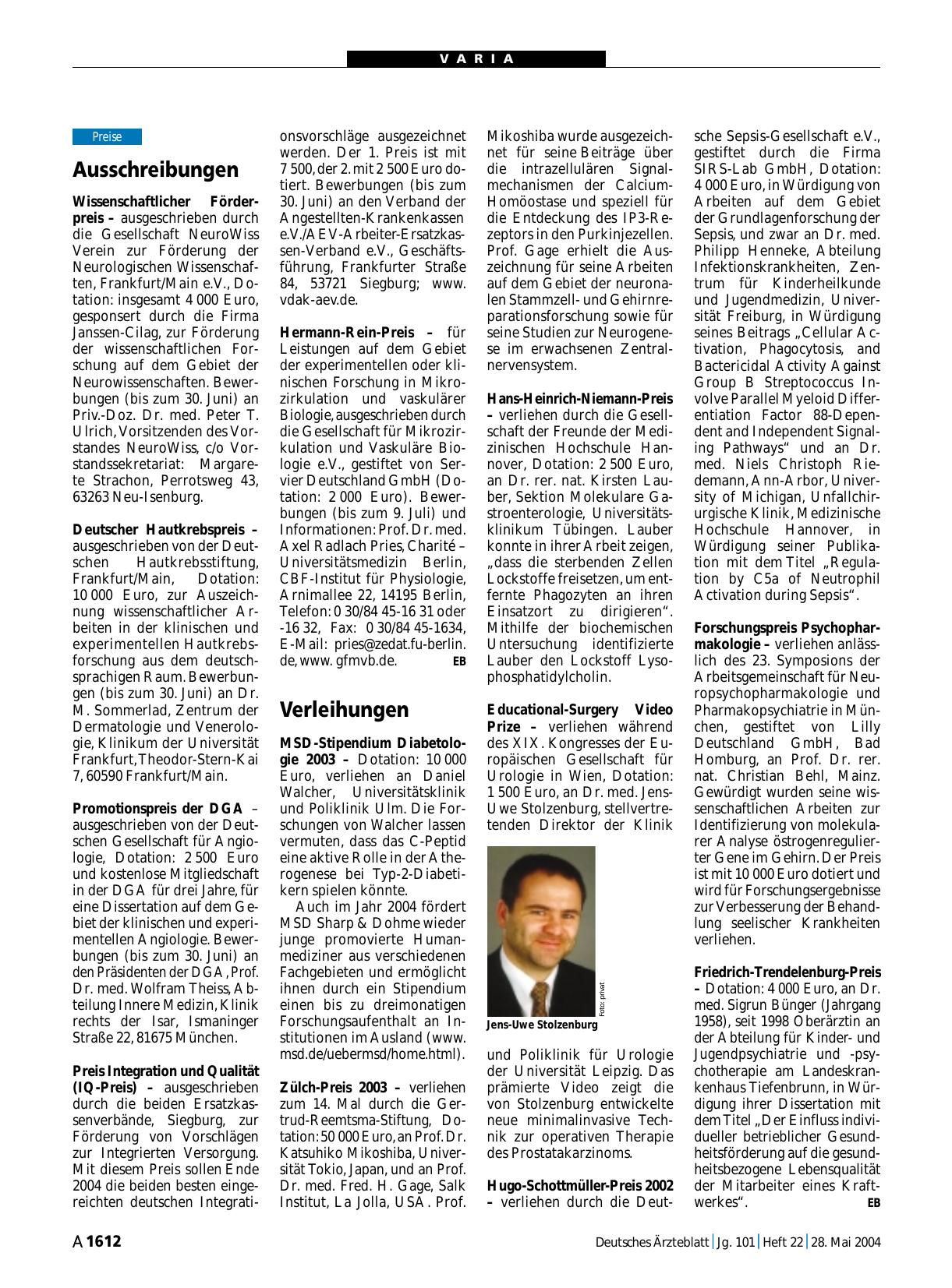 Vorschauseite 1: Ausschreibungen