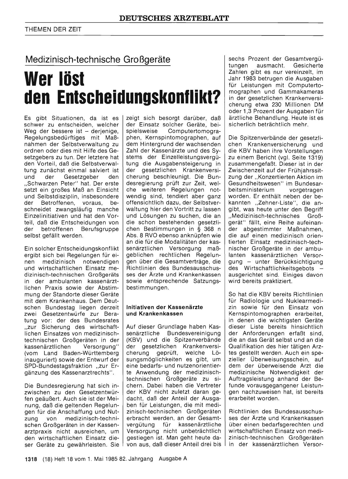 Vorschauseite 1: Medizinisch-technische Großgeräte: Wer löst den Entscheidungskonflikt?