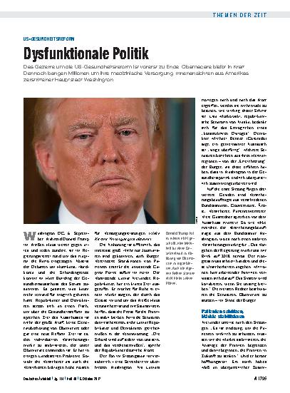 Vorschauseite 1: US-Gesundheitsreform: Dysfunktionale Politik