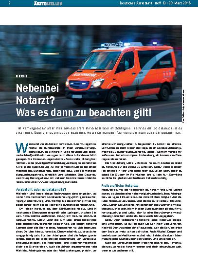 Vorschauseite 1: Recht: Nebenbei Notarzt? Was es dann zu beachten gilt!